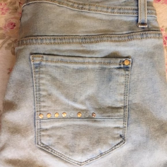 wide cuff Capri, embellish pockets*, stonewash 10 - Picture 3 of 4